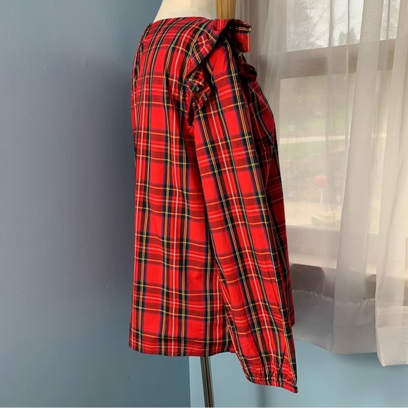 NWT J. Crew Tartan Plaid Ruffle Trim Top - Picture 6 of 9
